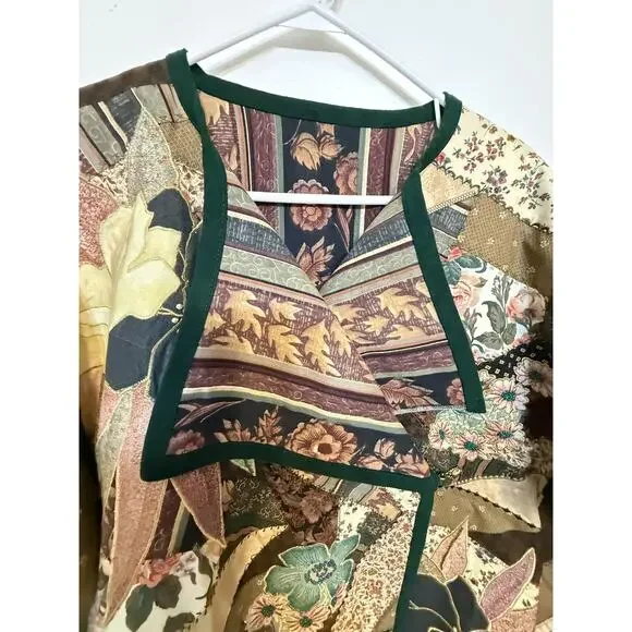 FESTIVAL Patchwork Quilt Large Jacket Upcycled Handmade Kimono Artsy New - Read - Picture 2 of 16